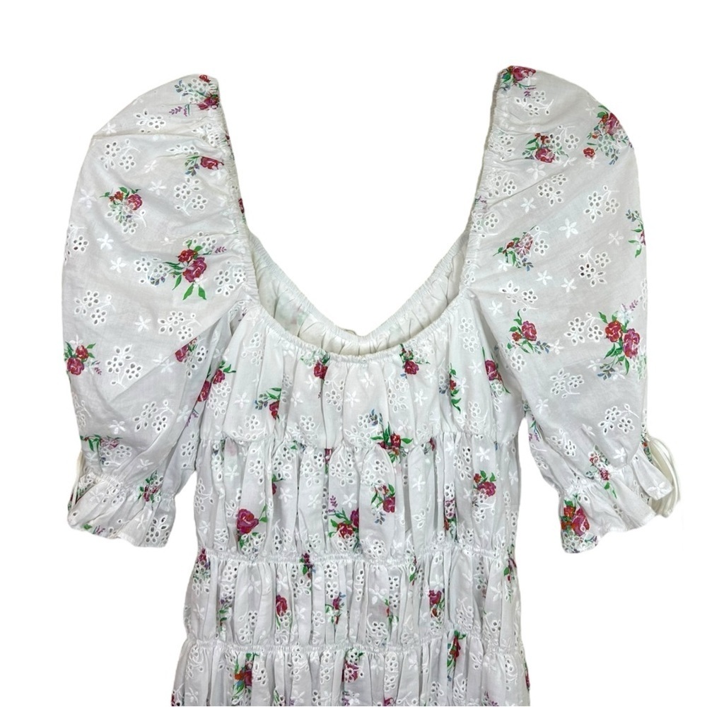 For Love & Lemons - Women’s ‘Tarte’ Eyelet Smocked Mini Dress - White, Small - Picture 15 of 16